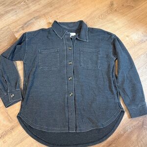Thread & Supply Charcoal Knit Collar Softie Shirt Jacket with Side Pockets